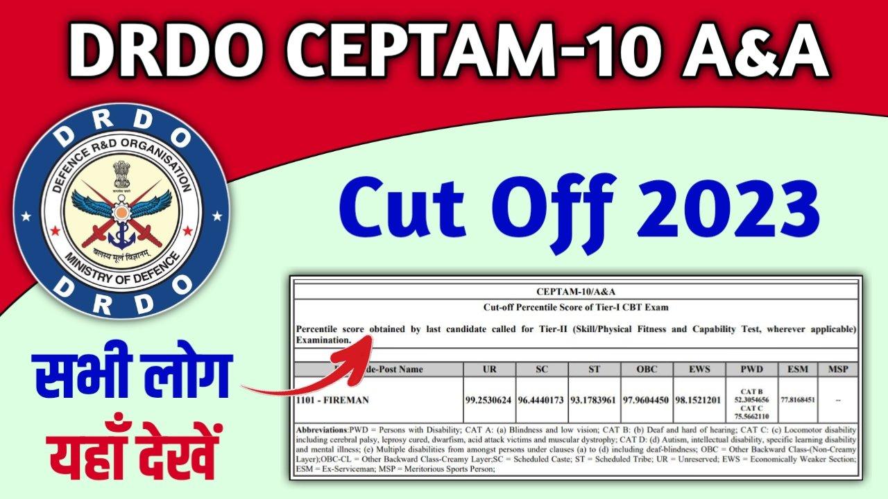 DRDO CEPTAM 10 A&A Cut Off 2023 All Trade/ Discipline