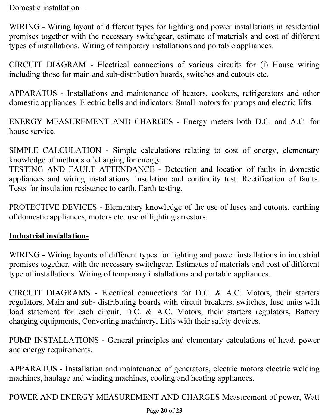NCL Assistant Foreman Electrical Syllabus 2024