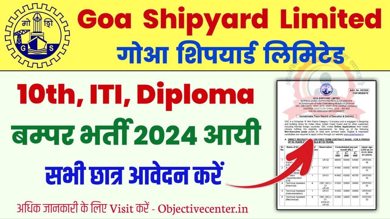 Goa Shipyard Limited Vacancy 2024